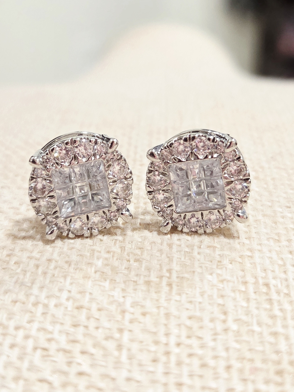 Moissanite Halo Stud Earrings